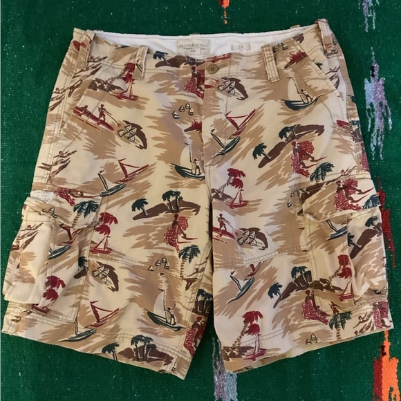 Denim Supply Ralph Lauren Other - Ralph Lauren Denim & Supply Mens Cargo Shorts Tropical Boats  Palm Trees Size 38